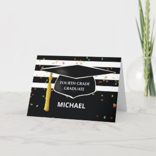 Graduation Fourth Grade Custom Name Year Cap Black Card