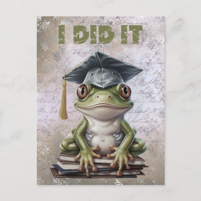 Graduation Frog Watercolor Postcard (Front)