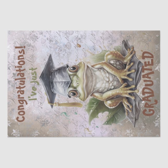 Graduation Frog Watercolor Tissue Paper (Front)