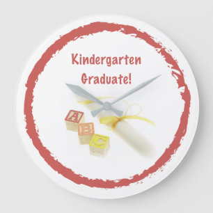 Graduation from Kindergarten, Custom Round Gift Large Clock