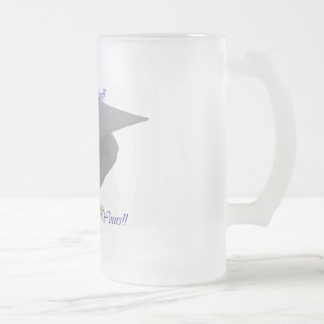 Graduation Frosted Glass Beer Mug (Right)