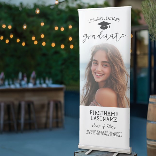 Graduation Full Photo - Vertical Custom Text Retractable Banner (Custom Retractable Banner Stand)