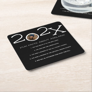 Graduation Fun Facts Custom Photo Square Paper Coa Coaster