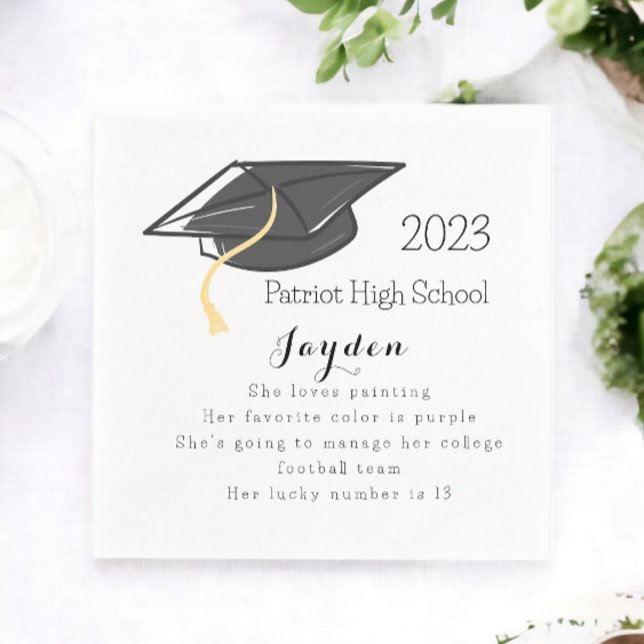 Graduation Fun Facts Grad Cap Custom Napkin (Creator Uploaded)