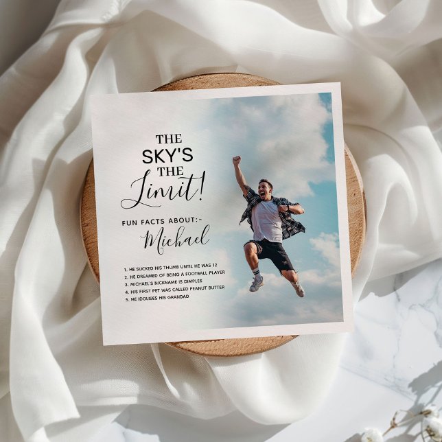 Graduation Fun Facts Photo 'The Skys The Limit!' Napkin (Creator Uploaded)