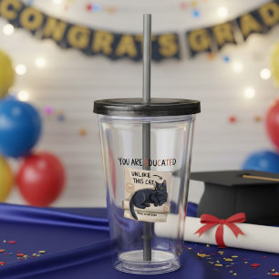 Graduation Funny Cat College Master Degree Phd Acrylic Tumbler