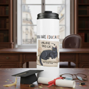 Graduation Funny Cat College Master Degree Phd Thermal Tumbler