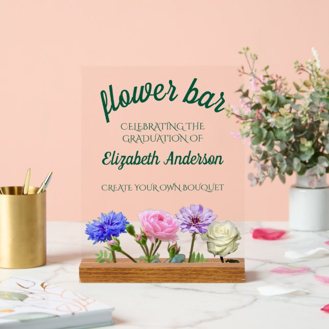 Graduation Garden Party Flower Bar Acrylic Sign (Wedding)