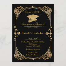 Graduation, Gatsby style, black gold,monogram back