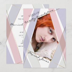 Graduation Geo Frame Blush Pink Lilac  Invitation