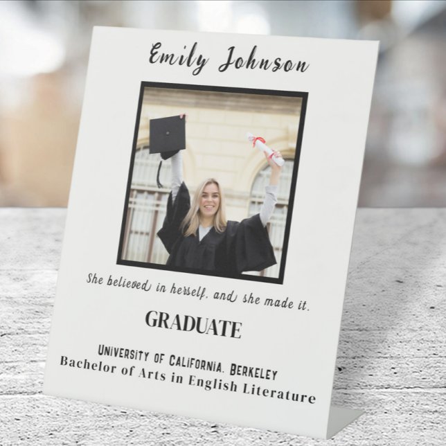 Graduation gift for Her, Graduation Photo Frame Pedestal Sign (Creator Uploaded)