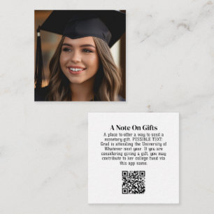 Graduation Gift QR Code with Photo on Front Enclosure Card