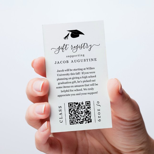 Graduation Gift Registry Card with QR Code Insert (Creator Uploaded)