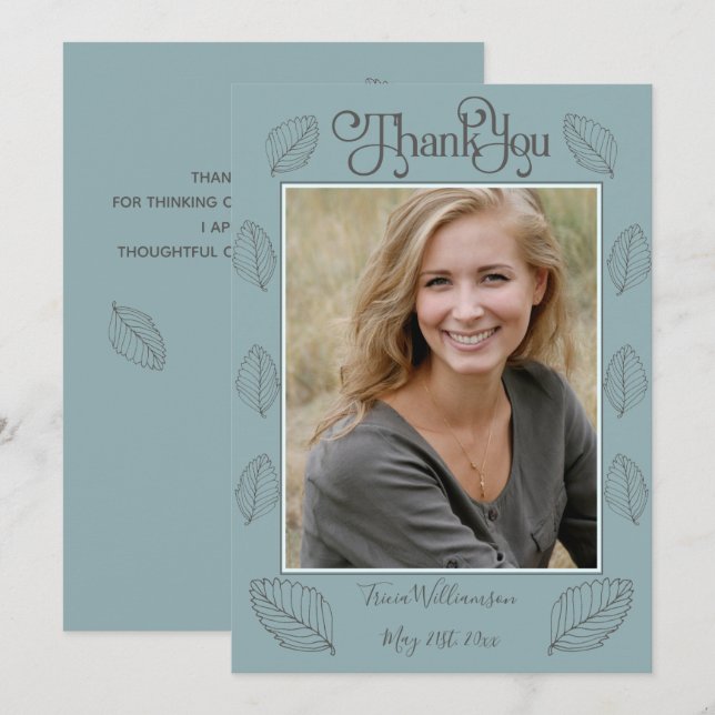 Graduation Gift Thank You Card Grad Photo Portrait (Front/Back)