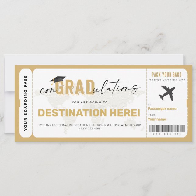 Graduation Gift Ticket Surprise Boarding Pass Card (Front)
