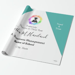 Graduation Gift Wrap Aqua and White  HAMbyWG