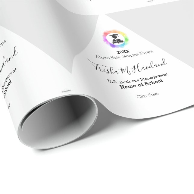 Graduation Gift Wrap Light Grey and White HAMbWG (Roll Corner)