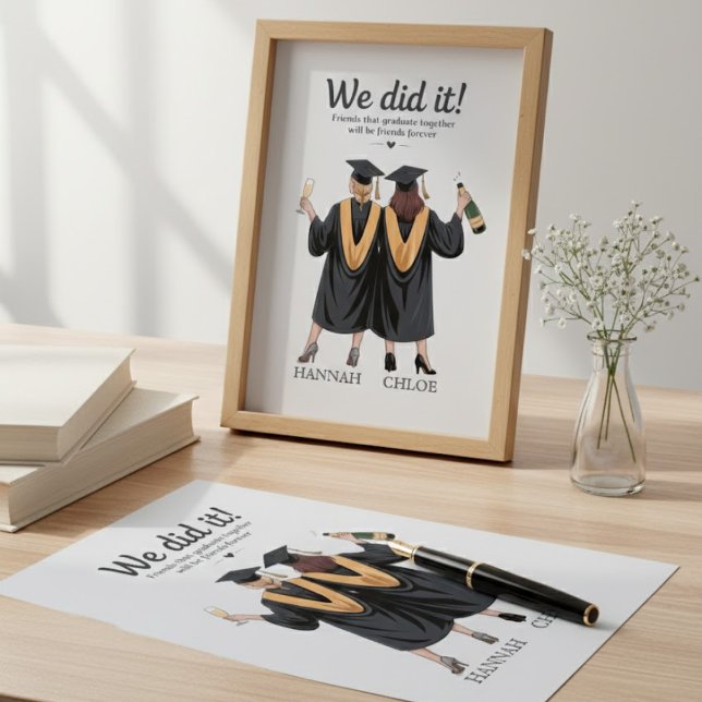 Graduation Gifts Personalized Best Friends Besties Canvas Print (Creator Uploaded)