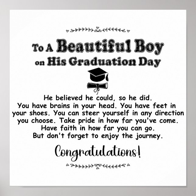 Graduation Gifts To A Beautiful Boy Class Of 2024 Poster (Front)