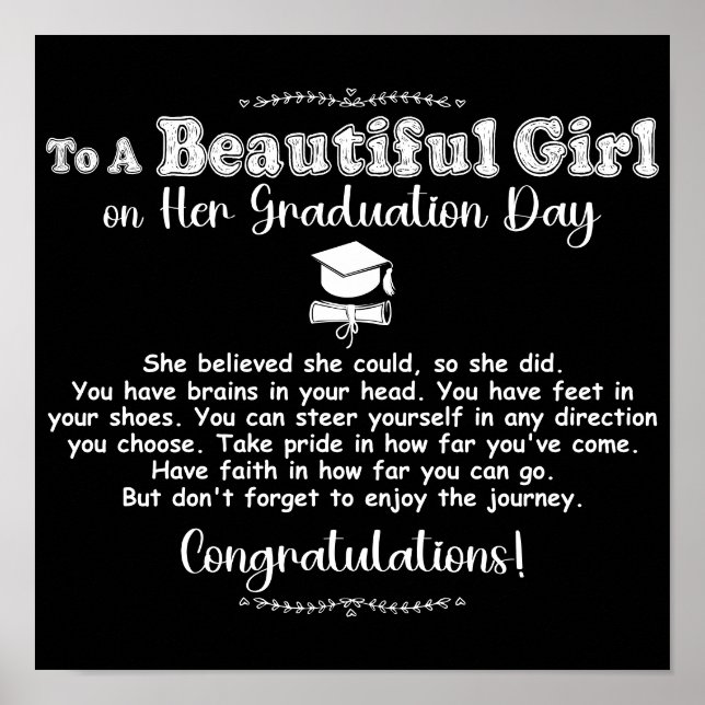 Graduation Gifts To A Beautiful Girl Class Of 2024 Poster (Front)