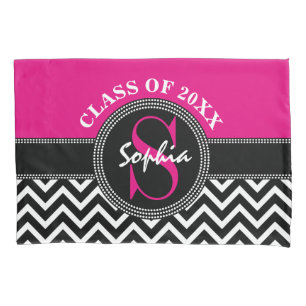 Graduation Girl Hot Pink and Black Class Year Pillowcase