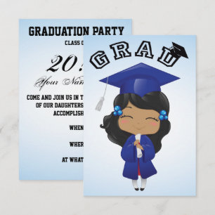 Graduation Girl in Blue Invitation