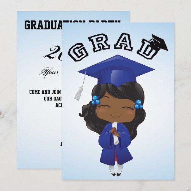 Graduation Girl in Blue Invitation (Front/Back)