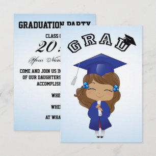 Graduation Girl in Blue Invitation