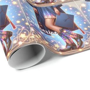 Graduation Girl With Cowboy Boots Custom  Wrapping Paper