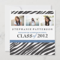 Graduation Glamour Girl Zebra Print with Blue
