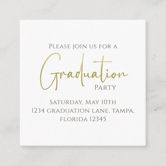 Graduation Gold Calligraphy QR Code Social Media Enclosure Card (Front)