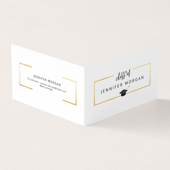 Graduation Gold Elegant Folded Name Card (Outside)