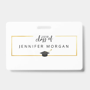 Graduation Gold Faux Foil Elegant ID Badge