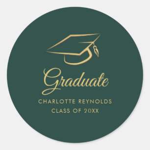 Graduation Gold Foil Cap Graduate 2023 Classic Round Sticker