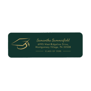 Graduation Gold Foil Cap Graduate Return Address