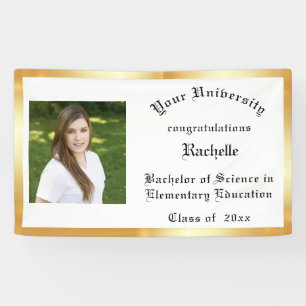 Graduation, Gold Foil, Custom Photo Banner