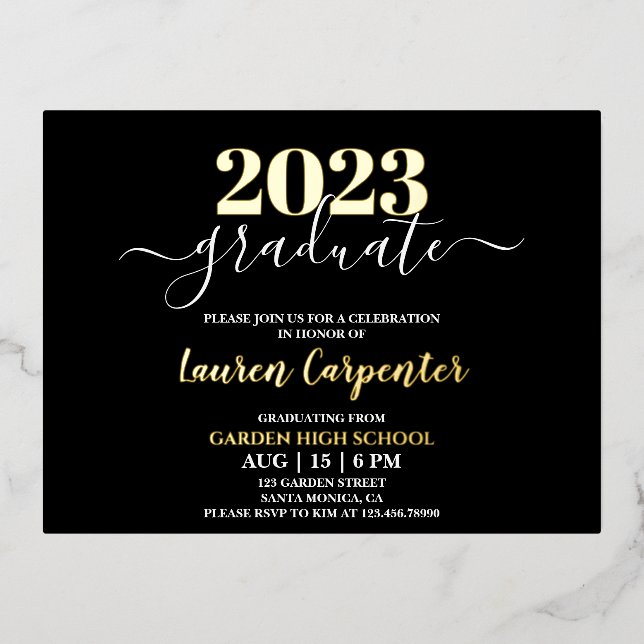 Graduation Gold foil invitation (Front)