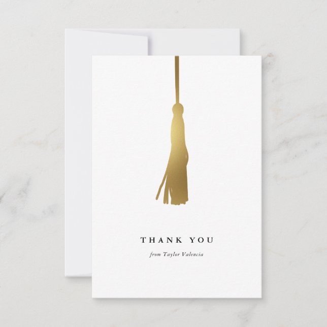 Graduation Gold Foil Tassel Custom Thank You Card (Front)