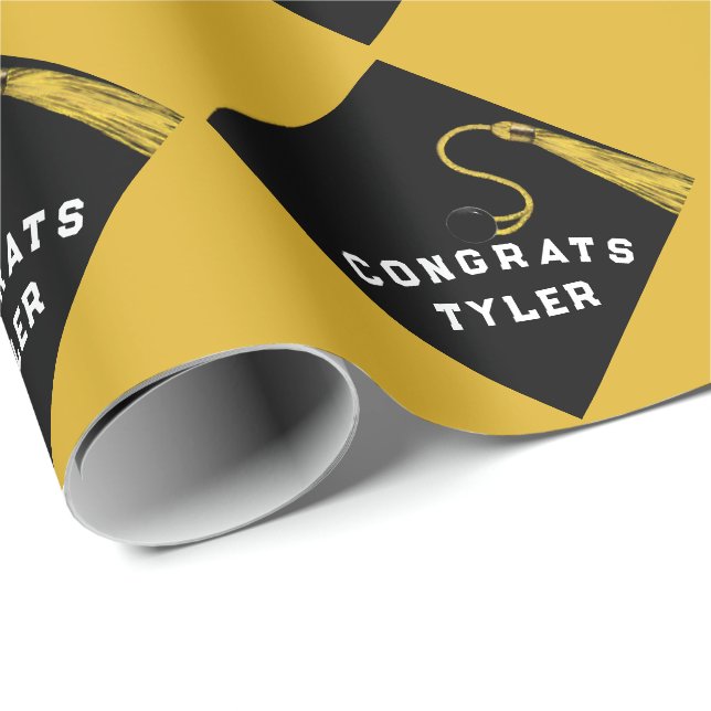 Graduation Gold Gift Wrapping Paper (Roll Corner)