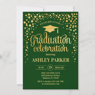 Graduation - Gold Green Invitation