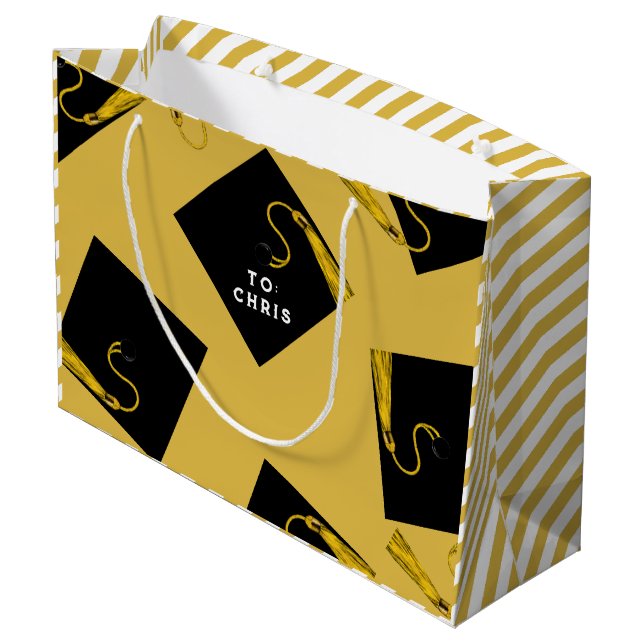 Graduation Gold Large Gift Bag (Back Angled)
