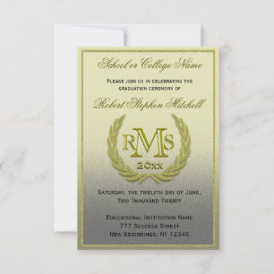 Graduation Gold Laurel Leaf Invitation