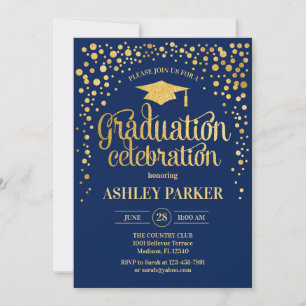 Graduation - Gold Navy Invitation