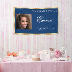 Graduation Gold Satin Custom Photo Banner