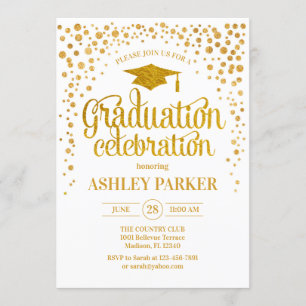 Graduation - Gold White Invitation