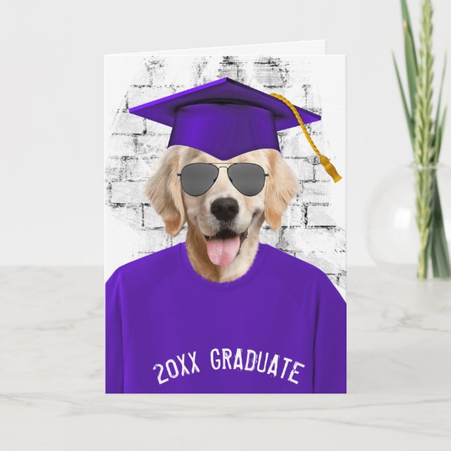graduation golden retriever t-shirt card (Front)