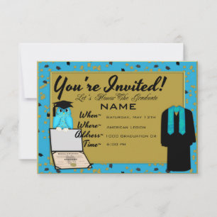 Graduation Gown and Stole Light Blue Invites