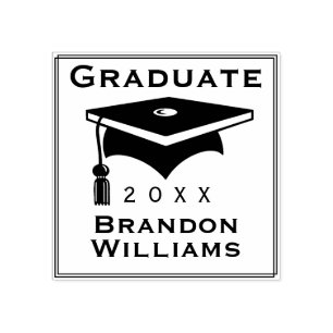 Graduation Grad Cap Typography Wood Art Stamp