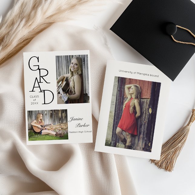 Graduation Grad Class of Add Two Photos Custom Announcement (Creator Uploaded)
