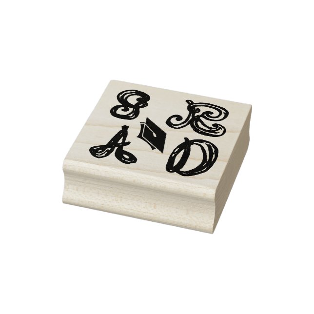 Graduation GRAD GR AD Fabric Font Letters Cap Rubber Stamp (Stamp)